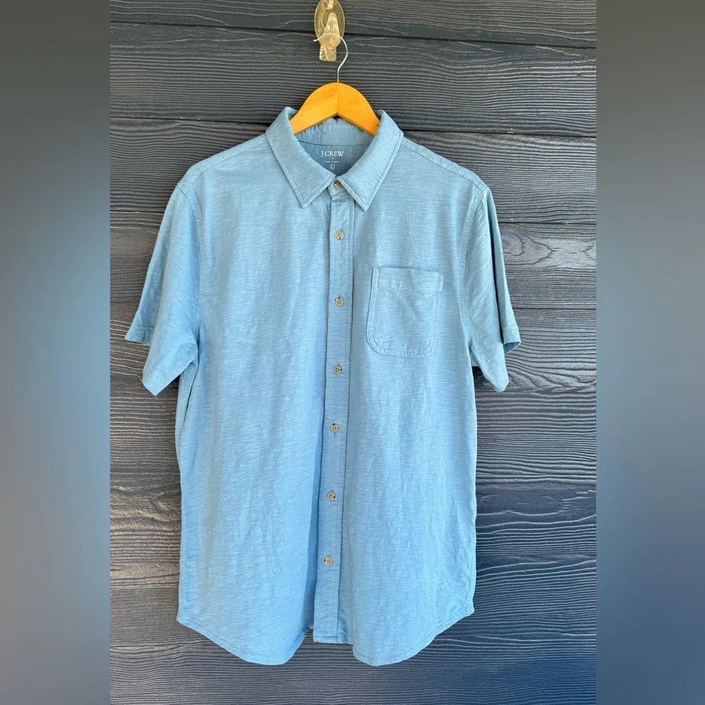 J.Crew Men’s Short Sleeve Button-Down Shirt polo Blue – Size L
